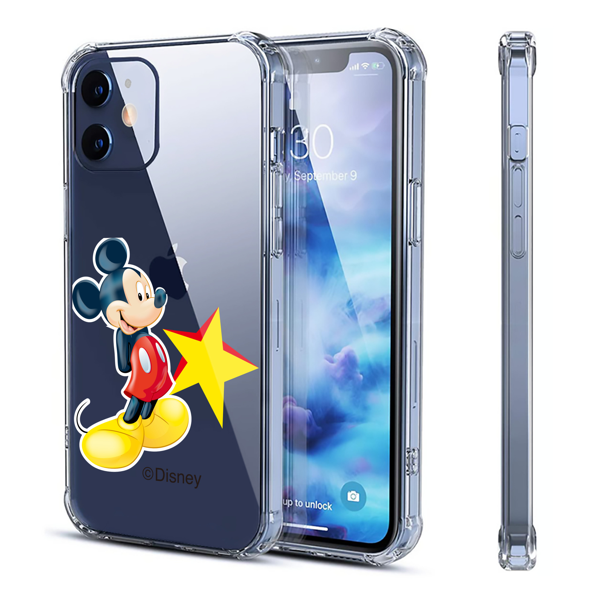 （画像用） ミッキーマウス Mickey Mouse 【iPhone 12シリーズ対応】透明スマホケース（クリアソフトケース）